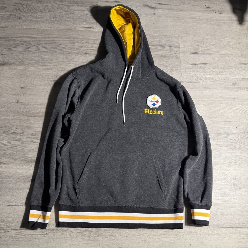 Pittsburgh‎ Steelers NFL Team Apparel Hoodie Mens Medium Gray Pullover